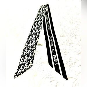 Designer Inspired reversible scarf Black and White. 100% Silk